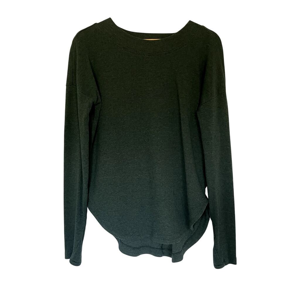 Athleta green long sleeved knit sweater keyhole back open back women's XS